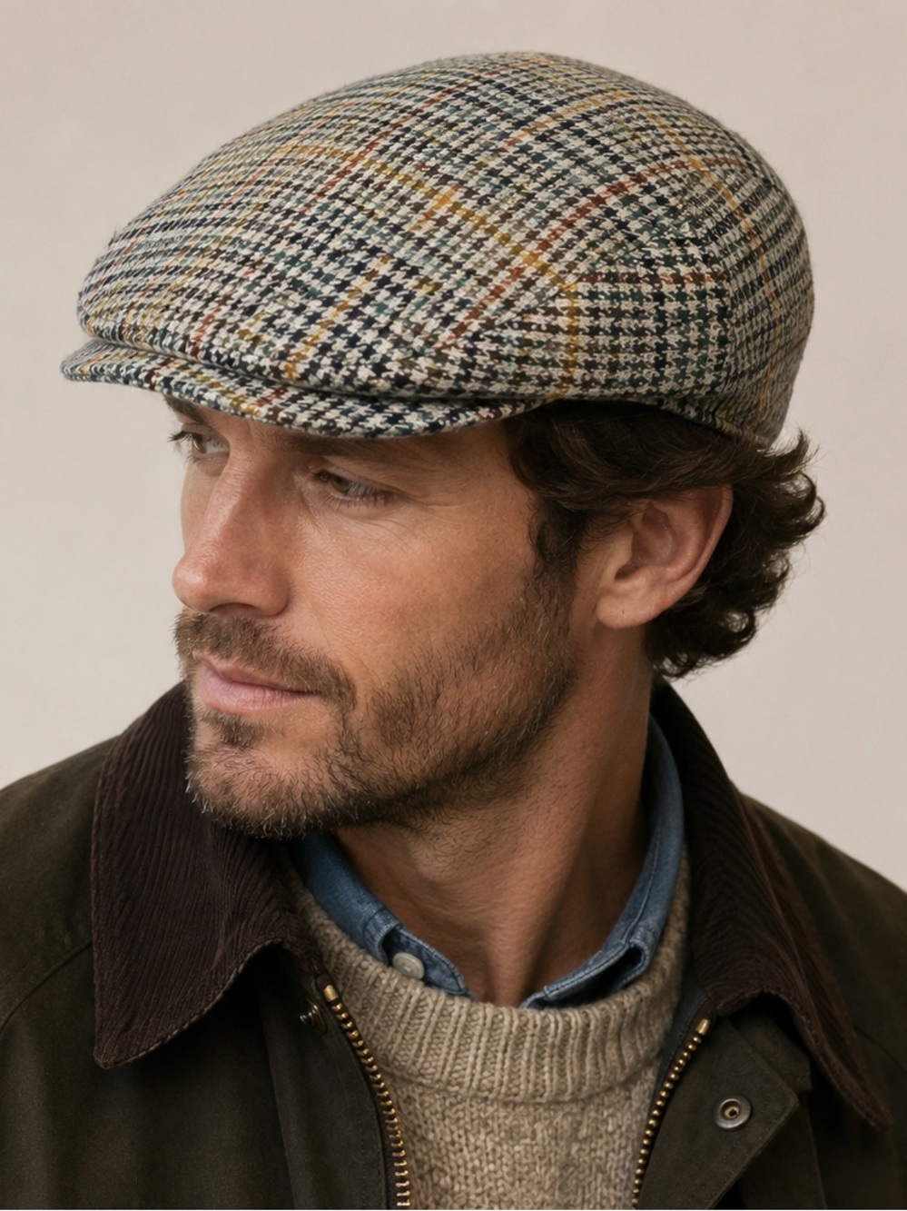 Vintage Donegal Handwoven Ireland Wool Tweed Flat Cap Size 7 Joseph Garvey Hat